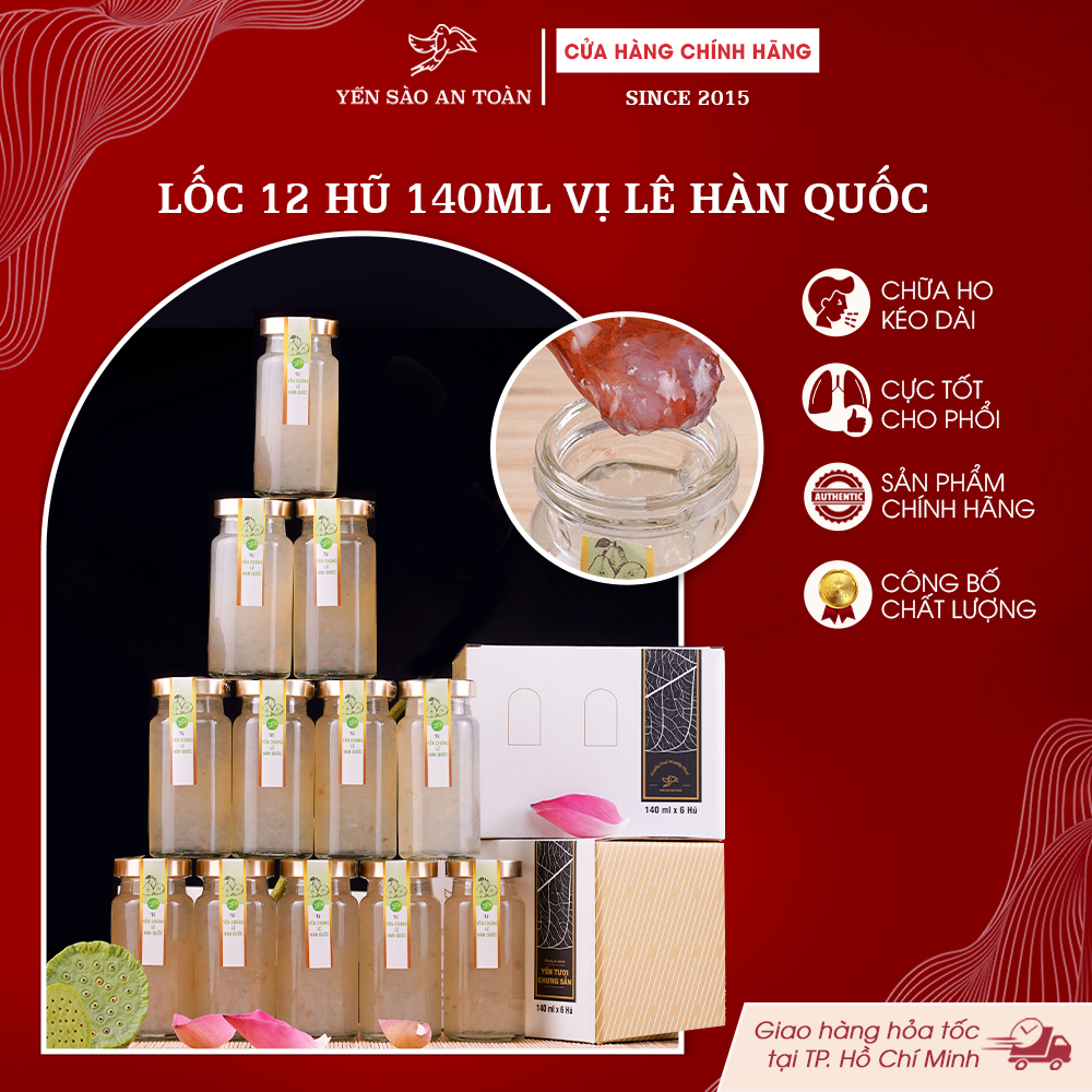 2026 - Lốc thanh lịch 12 lọ yến 140ml vị LÊ