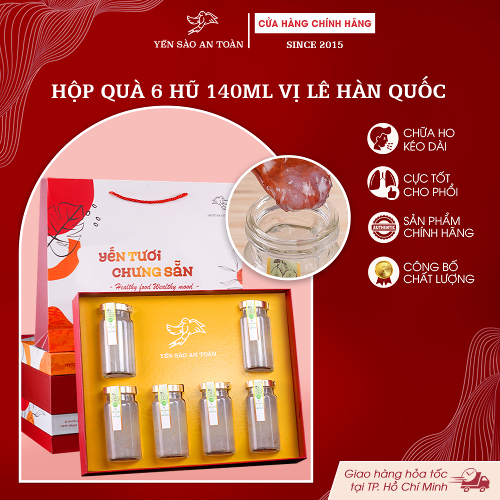 2026 - Hộp quà 6 lọ Yến 140ml Yến chưng vị Lê