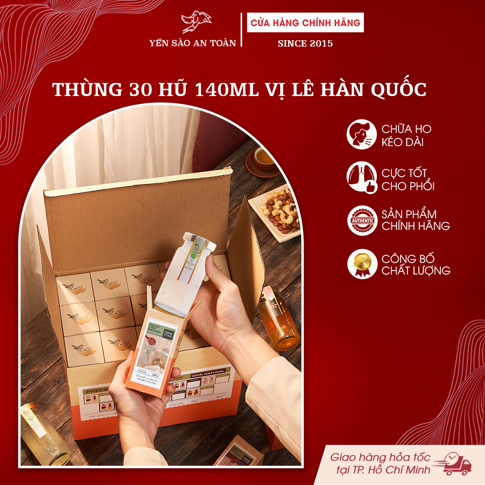 2026 - Thùng 30 lọ yến 140ml vị Lê Hàn Quốc