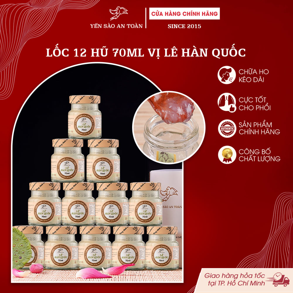 2026 - Lốc thanh lịch 12 lọ yến 70ml VỊ LÊ