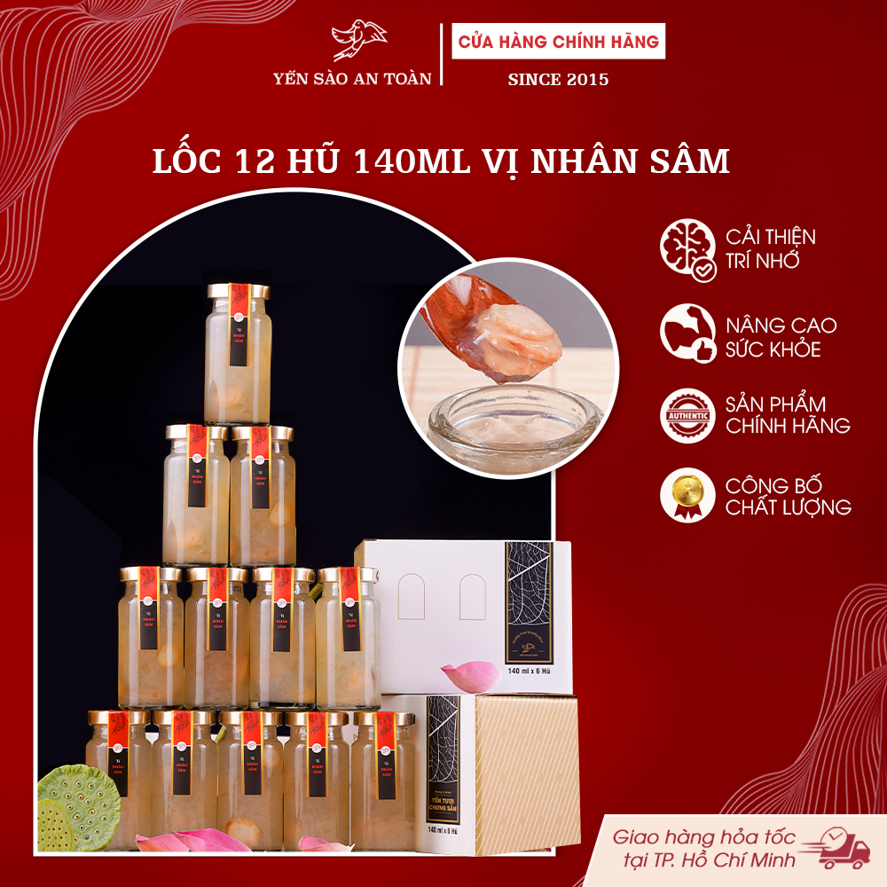 2026 - Lốc thanh lịch 12 lọ yến 140ml vị NHÂN SÂM