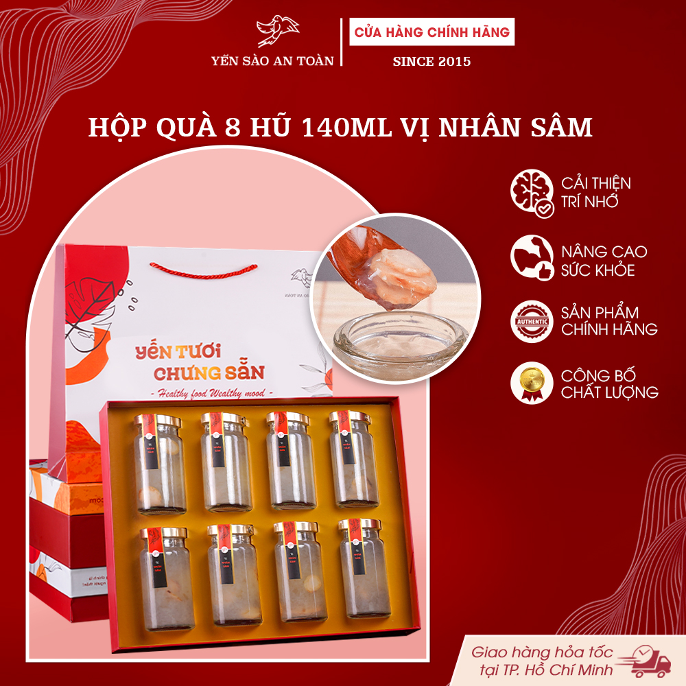 2026 - Hộp quà 8 lọ Yến 140ml vị Nhân Sâm