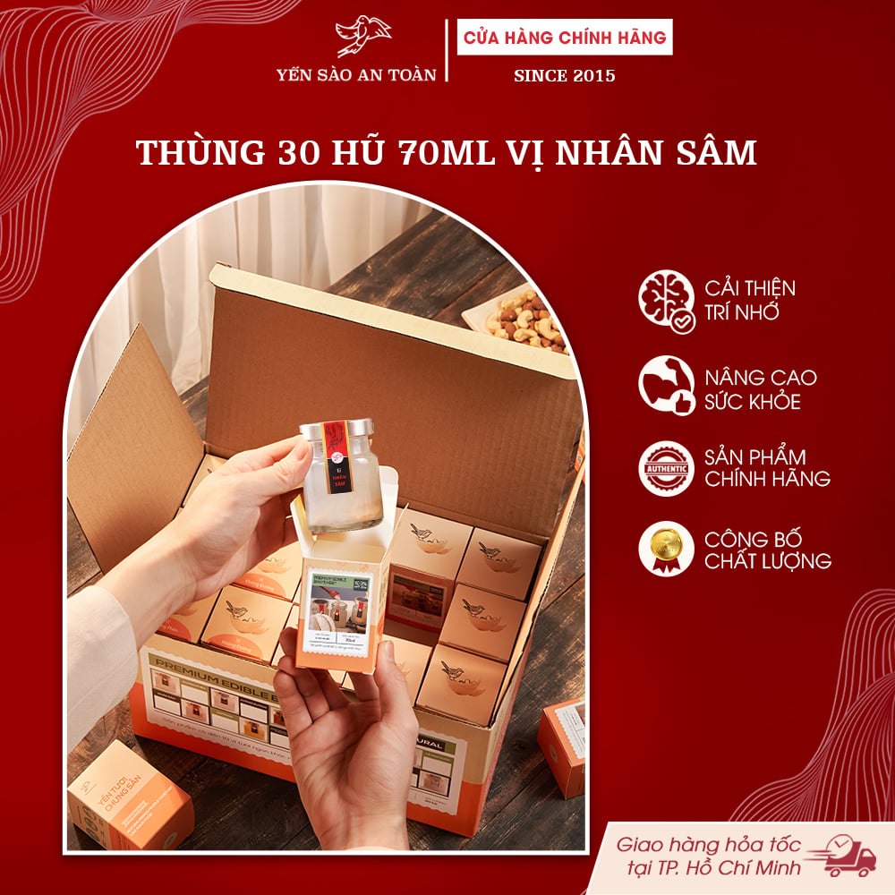 2026 - Thùng 30 Lọ Yến 70ml vị nhân sâm