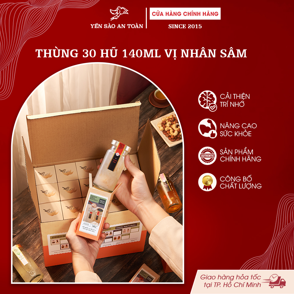 2026 - Thùng 30 lọ yến 140ml vị Nhân Sâm