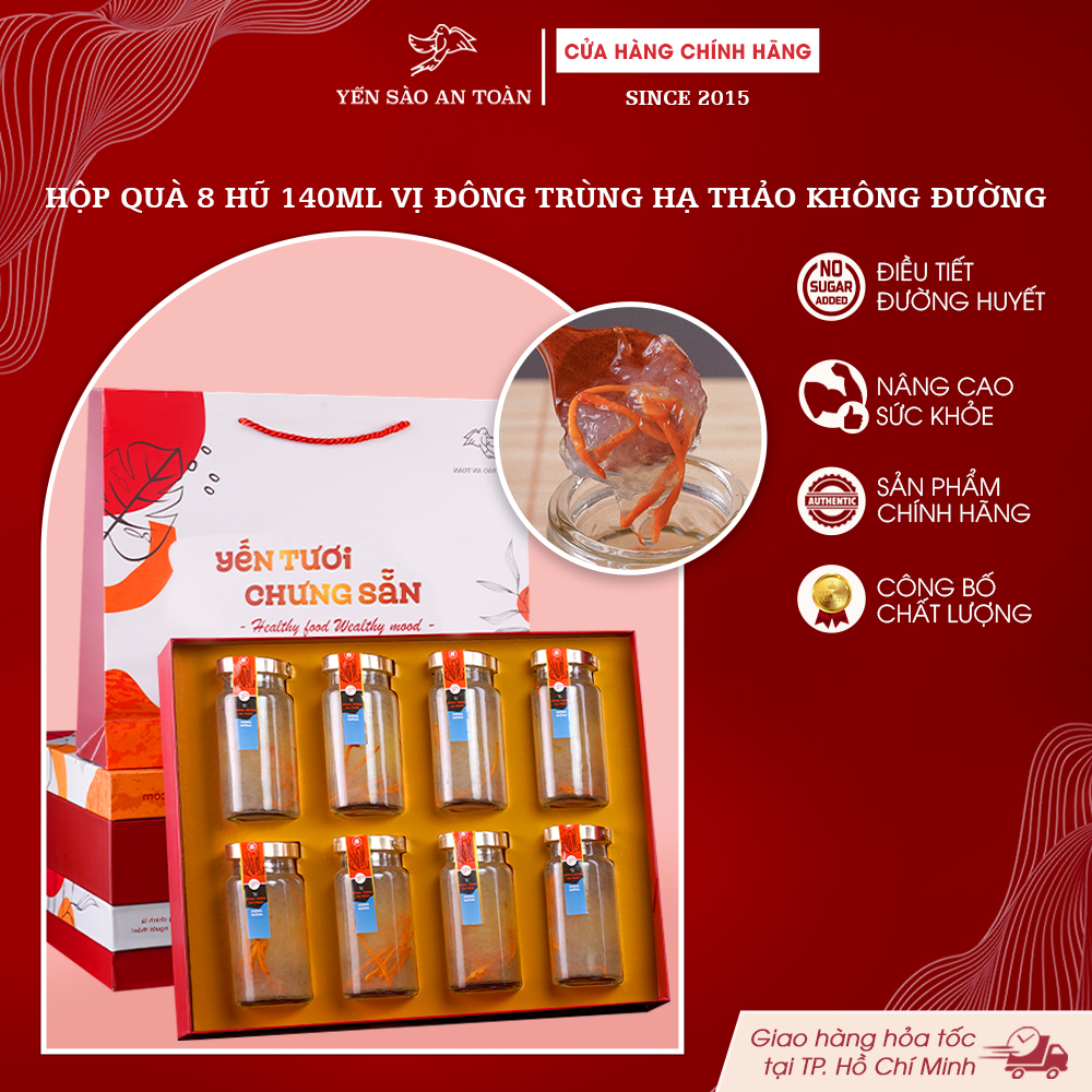 2026 - Hộp quà 8 lọ 140ml vị Đông Trùng Không Đường