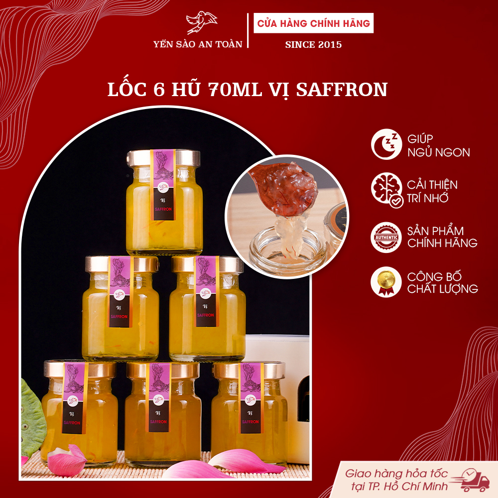 2026 - Lốc 6 lọ yến 70ml vị NHỤY HOA NGHỆ TÂY