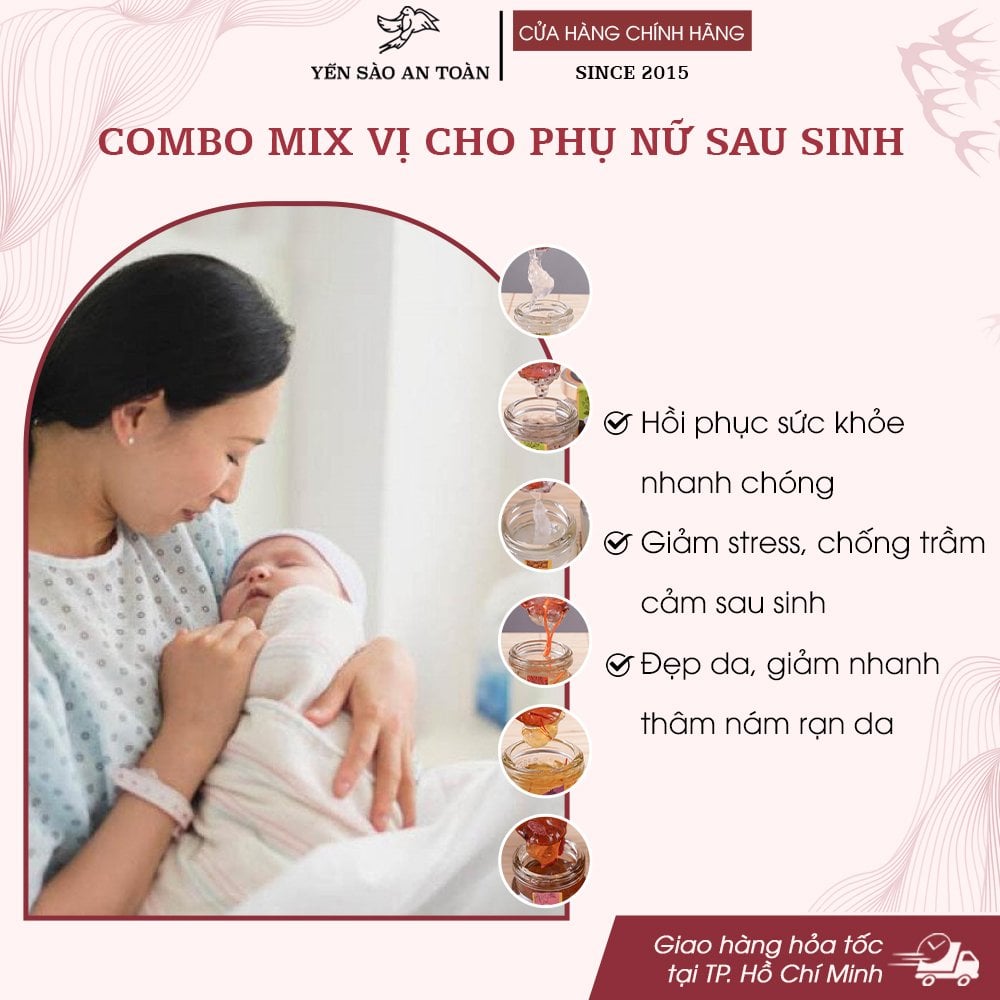 2026 - Thùng 30 lọ yến 140ml cho Mẹ sau sinh, Mix 6 vị Đường Phèn, Hạt Chia, Tứ vị quý phi, Lê, Nhụy Hoa Nghệ Tây và Đông Trùng