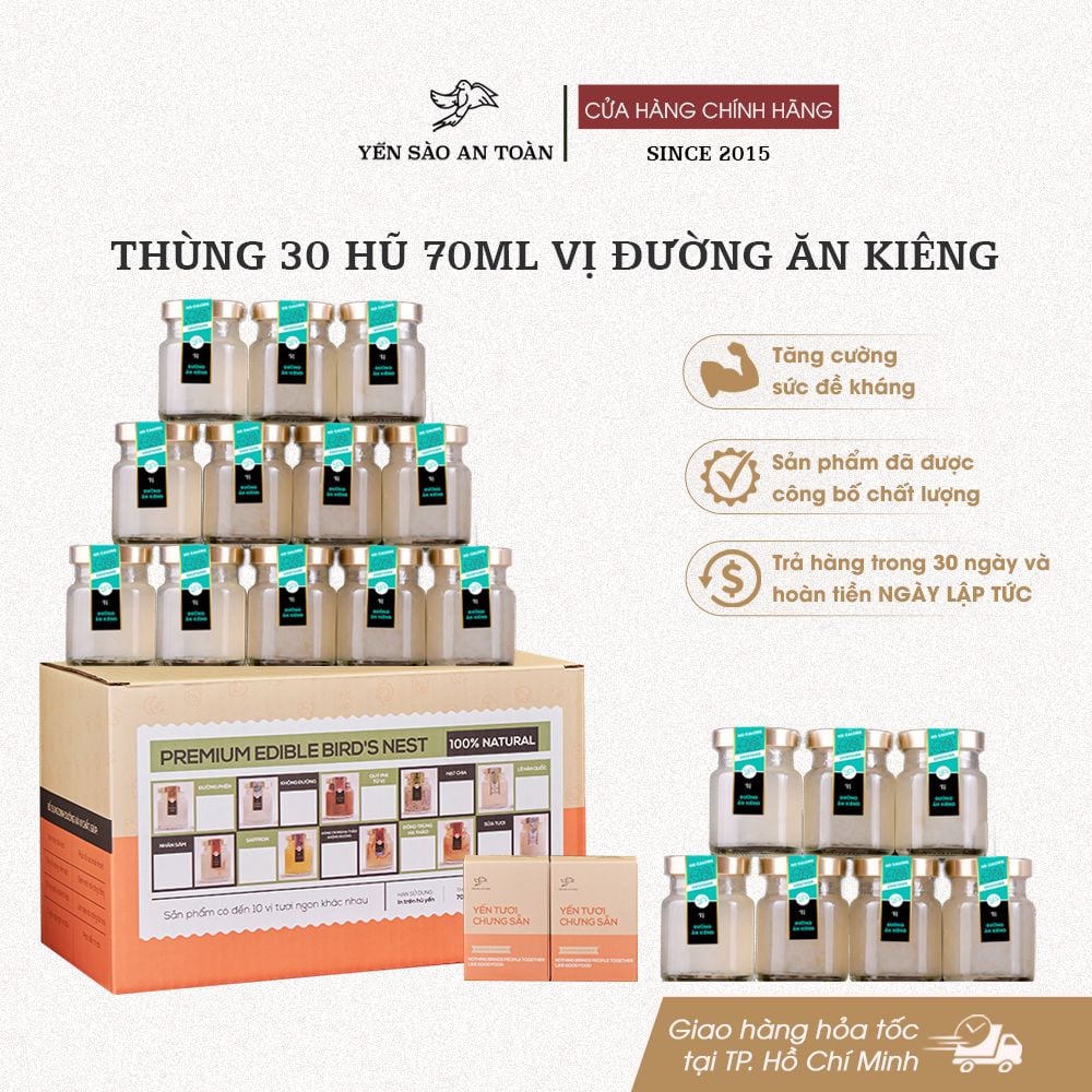 2026 - Thùng 30 Lọ Yến 70ml vị đường ăn kiêng ISOMATL