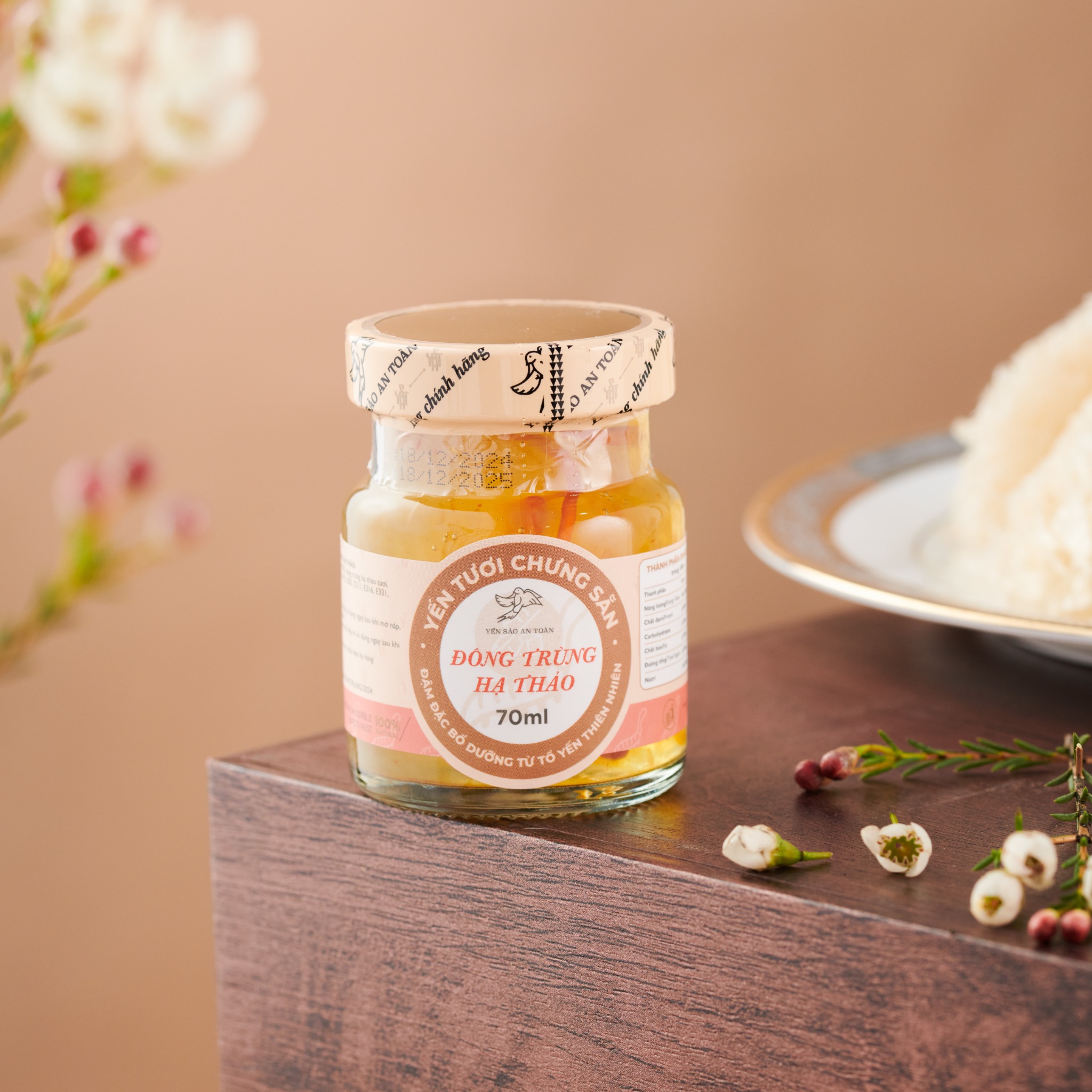 2026 - Vị số 9 - 70ml - Yến tươi chưng sẵn với Đông trùng hạ thảo cao cấp hũ 70ml từ Yến Sào An Toàn