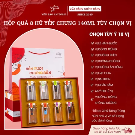 2026 - Hộp quà 8 lọ Yến 140ml Tùy Ý Chọn Vị