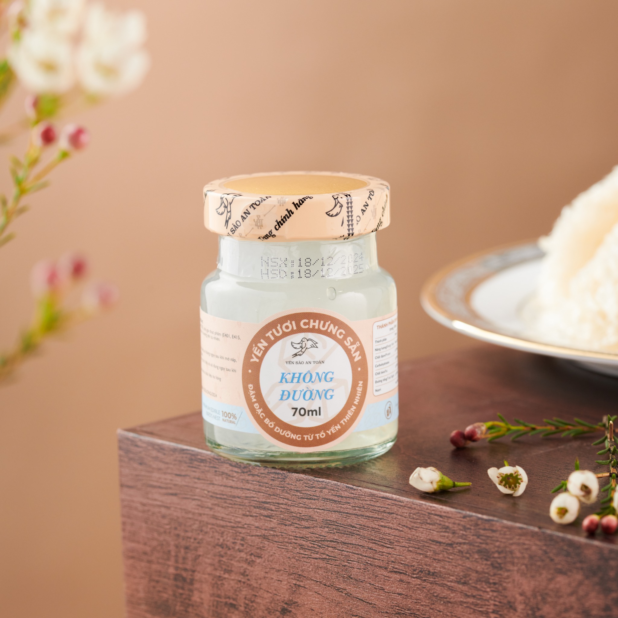 2026 - Vị số 2 - 70ml - Yến tươi chưng sẵn vị truyền thống không đường hũ 70ml từ Yến Sào An Toàn