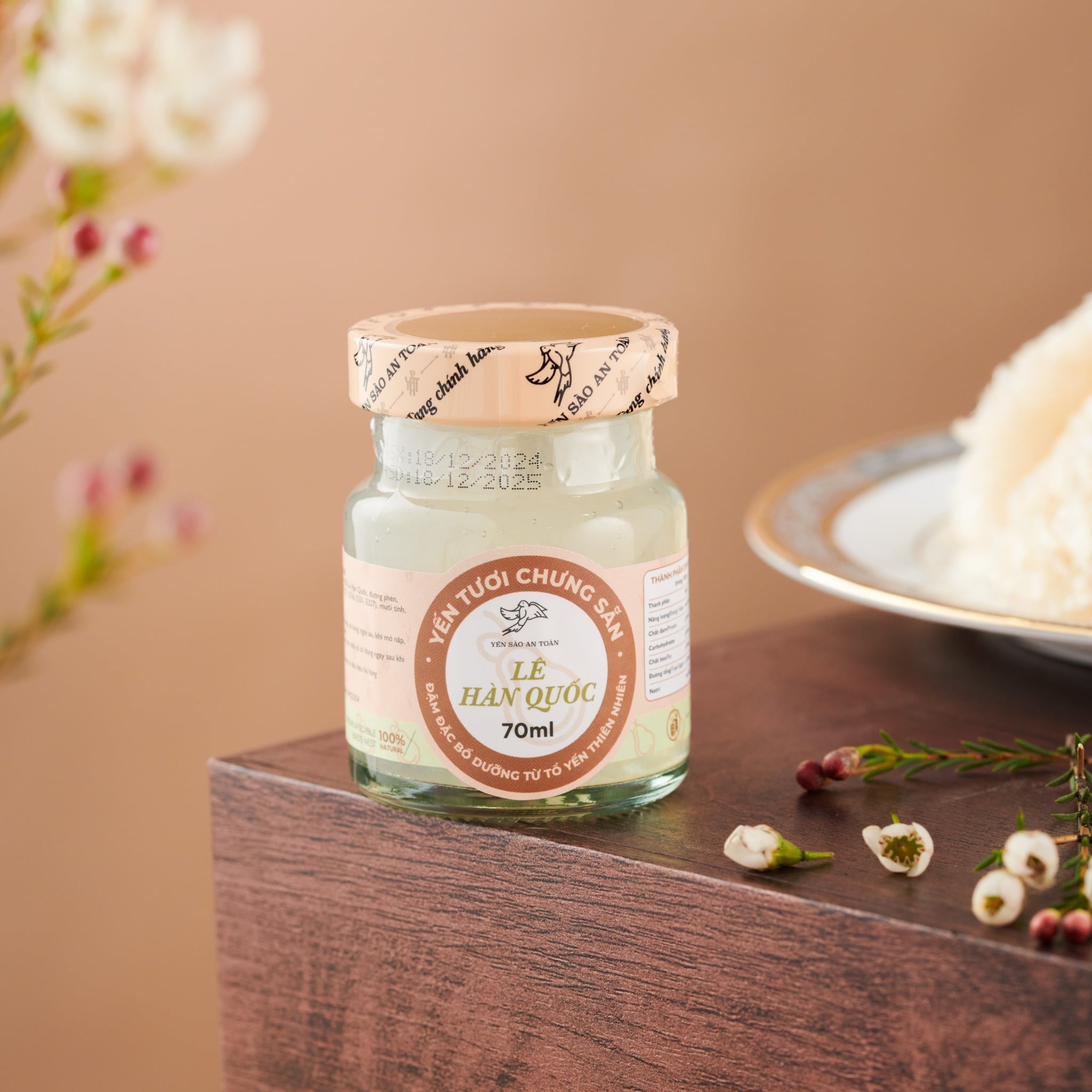 2026 - Vị số 6 - 70ml - Yến tươi chưng sẵn vị Lê Hàn Quốc hũ 70ml từ Yến Sào An Toàn