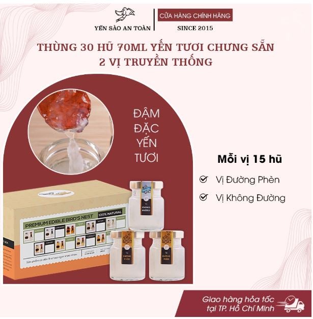 2026 - Thùng 30 Lọ Yến 70ml 2 vị Truyền Thống