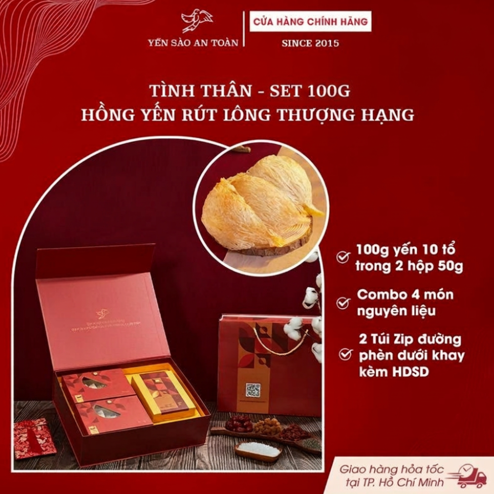 2026 -  HỘP QUÀ 100G VIP ĐẠI LỢI HỒNG YẾN RÚT LÔNG THƯỢNG HẠNG