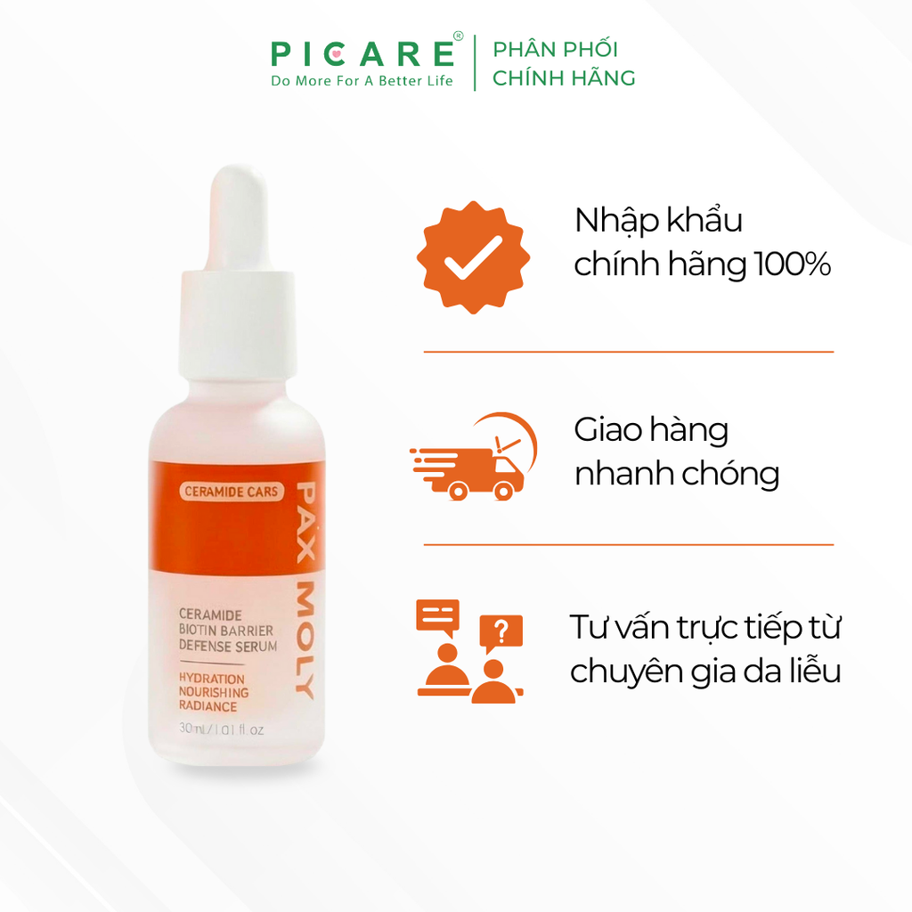 Tinh chất dưỡng ẩm hỗ trợ phục hồi giúp củng cố hàng rào bảo vệ da Pax Moly Ceramide Biotin Barrier Defense Serum 30ml