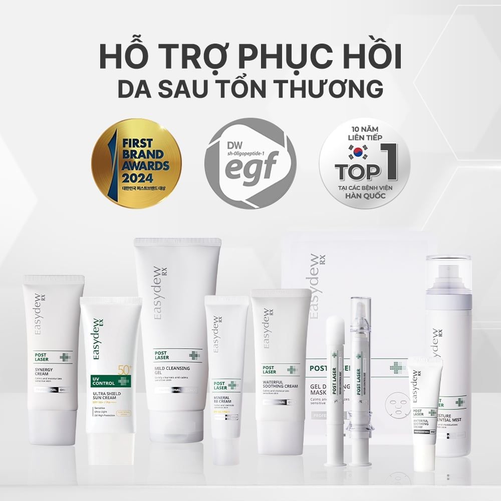 Mặt Nạ Gel Hỗ Trợ Phục Hồi Da Tổn Thương, Kích Ứng Sau Laser, Peel, Lăn Kim Easydew RX Post Laser Gel Dessing Mask Sheet 38ML (5 miếng)