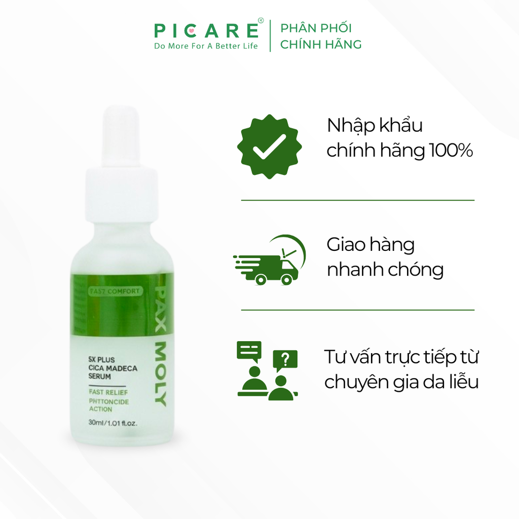 Tinh chất Rau má giúp làm dịu, dưỡng ẩm và hỗ trợ phục hồi da Pax Moly 5x Plus Cica Madeca Serum 30ml