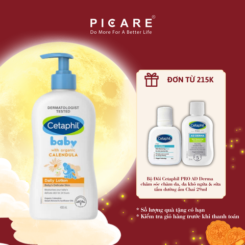 [02/2027] Sữa Dưỡng Ẩm Dịu Nhẹ Hằng Ngày Cho Bé Cetaphil Baby Daily Lotion with Organic Calendula 400ml