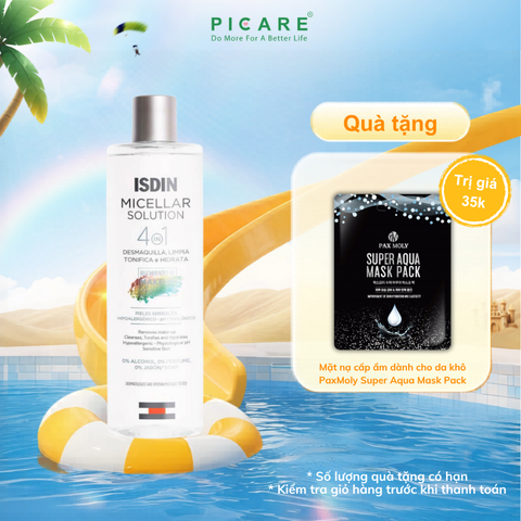 Nước tẩy trang dành cho mọi loại da giúp loại bỏ bụi bẩn makeup Isdin Micellar Solution 400ml