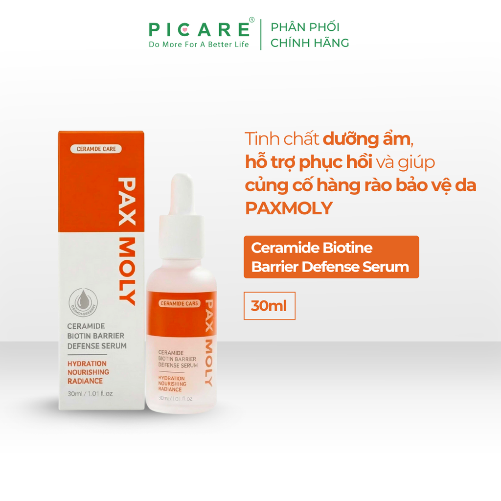 Tinh chất dưỡng ẩm hỗ trợ phục hồi giúp củng cố hàng rào bảo vệ da PaxMoly Ceramide Biotin Barrier Defense Serum 30ml