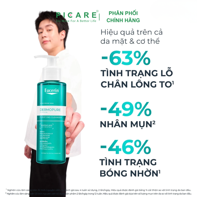 Sữa Rửa Mặt Dành Cho Da Nhờn Mụn Dạng Gel Eucerin Dermopure Clinical Cleanser 200ml