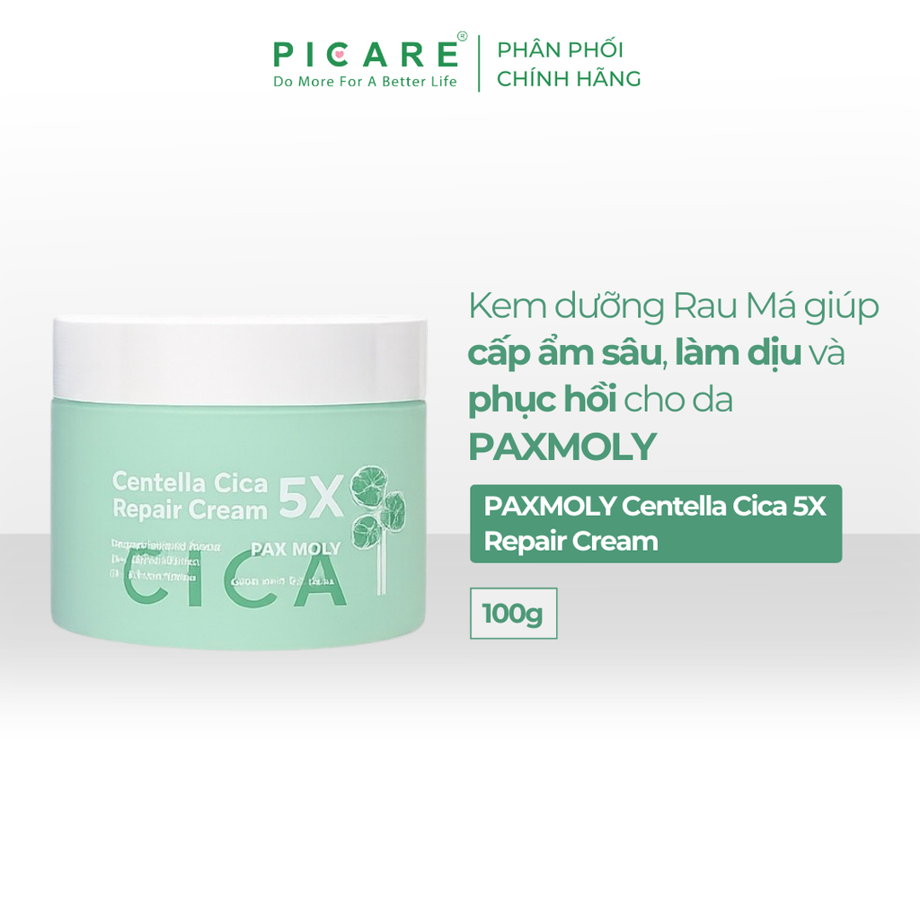 Kem dưỡng rau má giúp cấp ẩm sâu làm dịu và phục hồi cho da PaxMoly Centella Cica 5X Repair Cream 100g