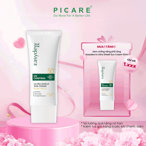 Kem Chống Nắng Mỏng Nhẹ, Thấm Nhanh Hỗ Trợ Phục Hồi Da Tổn Thương Easydew EX UV Control Ultra Shield Sun Cream SPF50+ 50ml