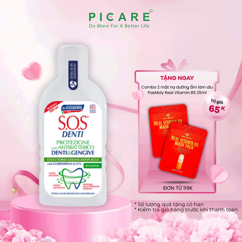 Nước súc miệng hạn chế vi khuẩn, hạn chế sự hình thành mảng bám, bảo vệ răng nướu nhạy cảm - S.O.S DENTI Mouthwash With Chlorhexidine 400 ml
