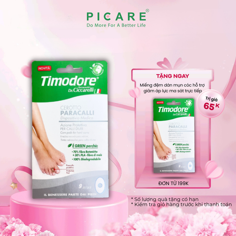 Miếng dán đệm hỗ trợ loại bỏ mụn cóc Timodore 9 miếng/gói - Timodore Corn Pads - Plasters For Hard Corns 9 pcs