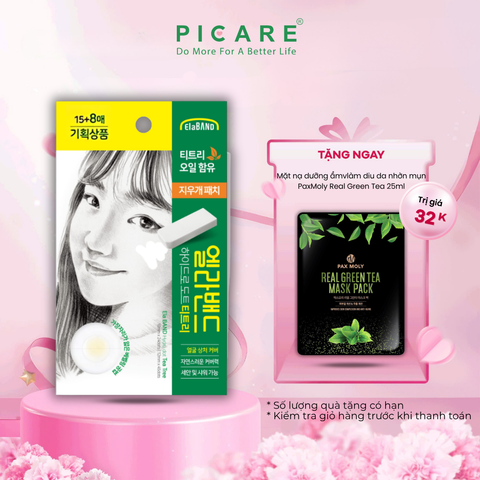Miếng dán mụn che khuyết điểm và giảm mụn Elaband Hydro Dot Tea Tree (Hộp 23 miếng)