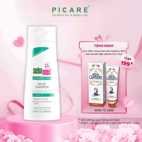 Dầu gội dưỡng ẩm dành cho da chàm, vảy nến, da khô Urea 5% - Sebamed Extreme Dry Skin Relief Shampoo 5% Urea - 200ml