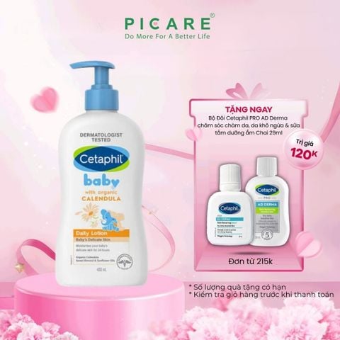 [02/2027] Sữa Dưỡng Ẩm Dịu Nhẹ Hằng Ngày Cho Bé Cetaphil Baby Daily Lotion with Organic Calendula 400ml