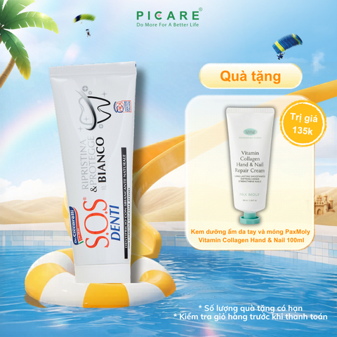 Kem đánh răng than hoạt tính giúp trắng răng, cải thiện và bảo vệ màu sắc tự nhiên của răng - S.O.S DENTI Whiteness Toothpaste 75 ml