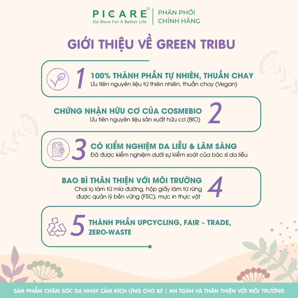 Gel tắm gội 2 trong 1 hỗ trợ da nhạy cảm, dễ kích ứng cho bé Green Tribu Bulle de douceur 500ml