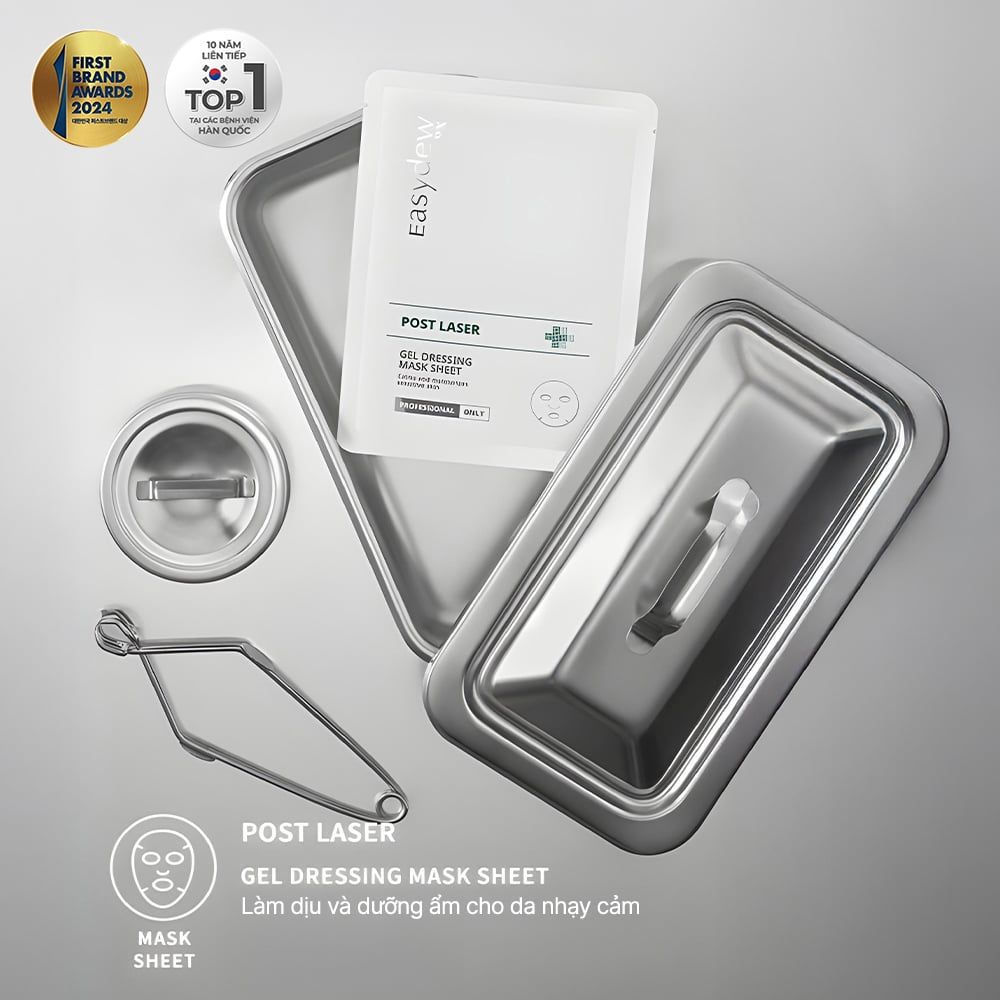 Mặt Nạ Gel Hỗ Trợ Phục Hồi Da Tổn Thương, Kích Ứng Sau Laser, Peel, Lăn Kim Easydew RX Post Laser Gel Dessing Mask Sheet 38ML (5 miếng)