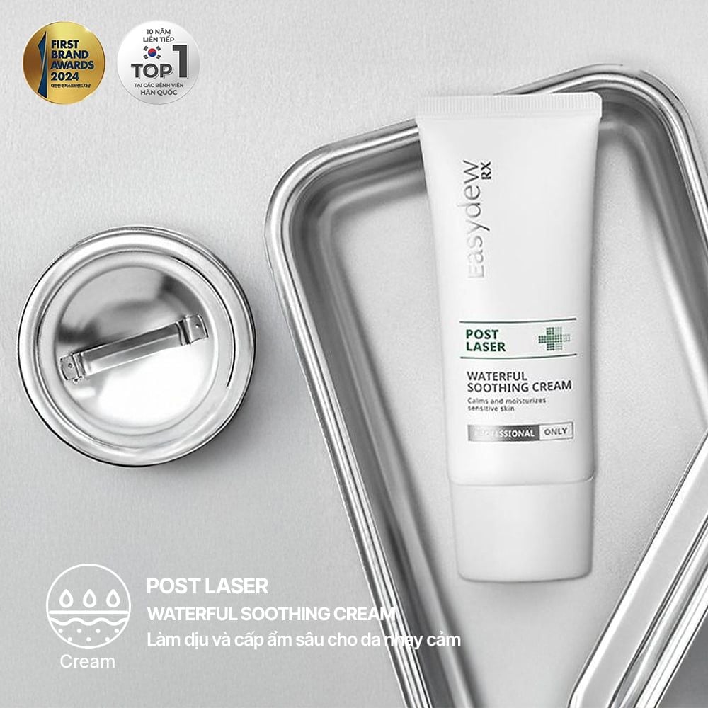 Kem Làm Dịu, Cấp Ẩm Hỗ Trợ Phục Hồi Da Tổn Thương, Kích Ứng Sau Laser, Peel, Lăn Kim Easydew RX Post Laser Waterful Soothing Cream 50ml - 10ml
