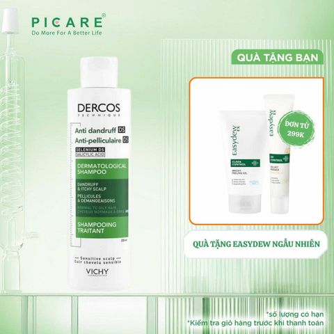 Dầu gội giảm gàu cho da đầu dầu ngứa Vichy Dercos Anti Dandruff DS Dermatological Shampoo 200ml