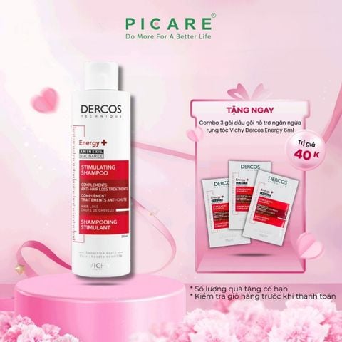 Dầu gội dưỡng ngăn ngừa và giảm rụng tóc Vichy Dercos Energising Shampoo 200ml