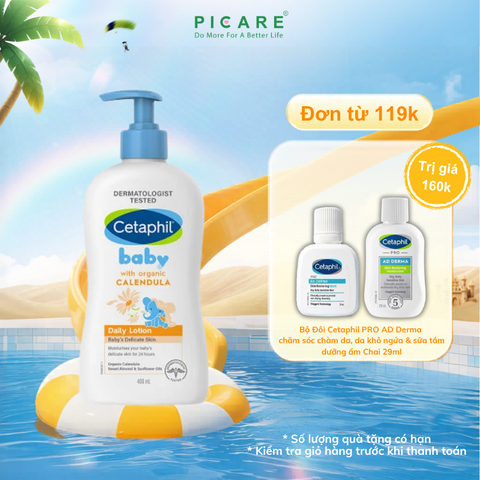 [02/2027] Sữa Dưỡng Ẩm Dịu Nhẹ Hằng Ngày Cho Bé Cetaphil Baby Daily Lotion with Organic Calendula 400ml