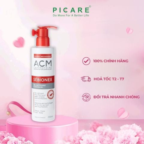 Sữa Rửa Mặt Làm Sạch Sâu Cho Da Dầu Mụn ACM Sebionex Cleansing Gel 200ml