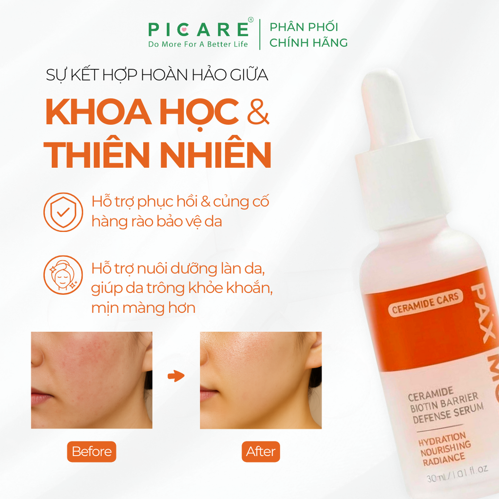 Tinh chất dưỡng ẩm hỗ trợ phục hồi giúp củng cố hàng rào bảo vệ da Pax Moly Ceramide Biotin Barrier Defense Serum 30ml
