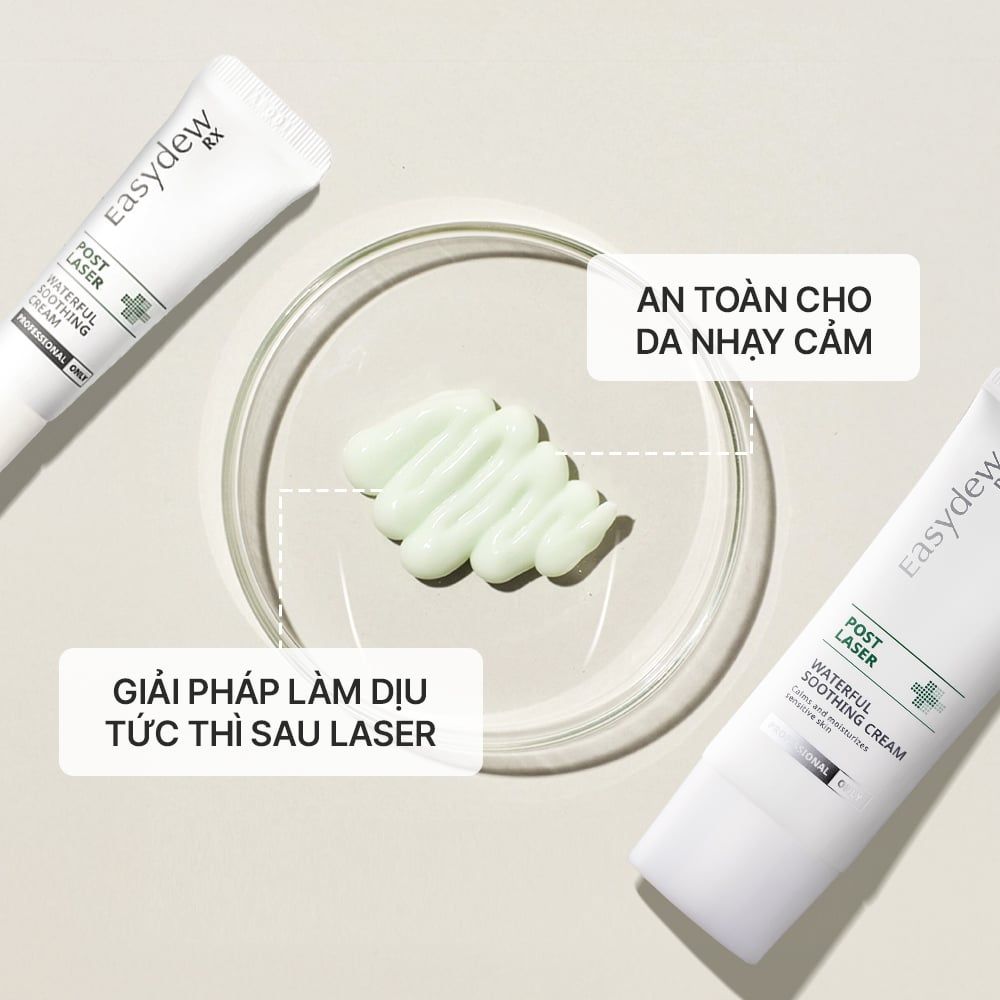Kem Làm Dịu, Cấp Ẩm Hỗ Trợ Phục Hồi Da Tổn Thương, Kích Ứng Sau Laser, Peel, Lăn Kim Easydew RX Post Laser Waterful Soothing Cream 50ml - 10ml