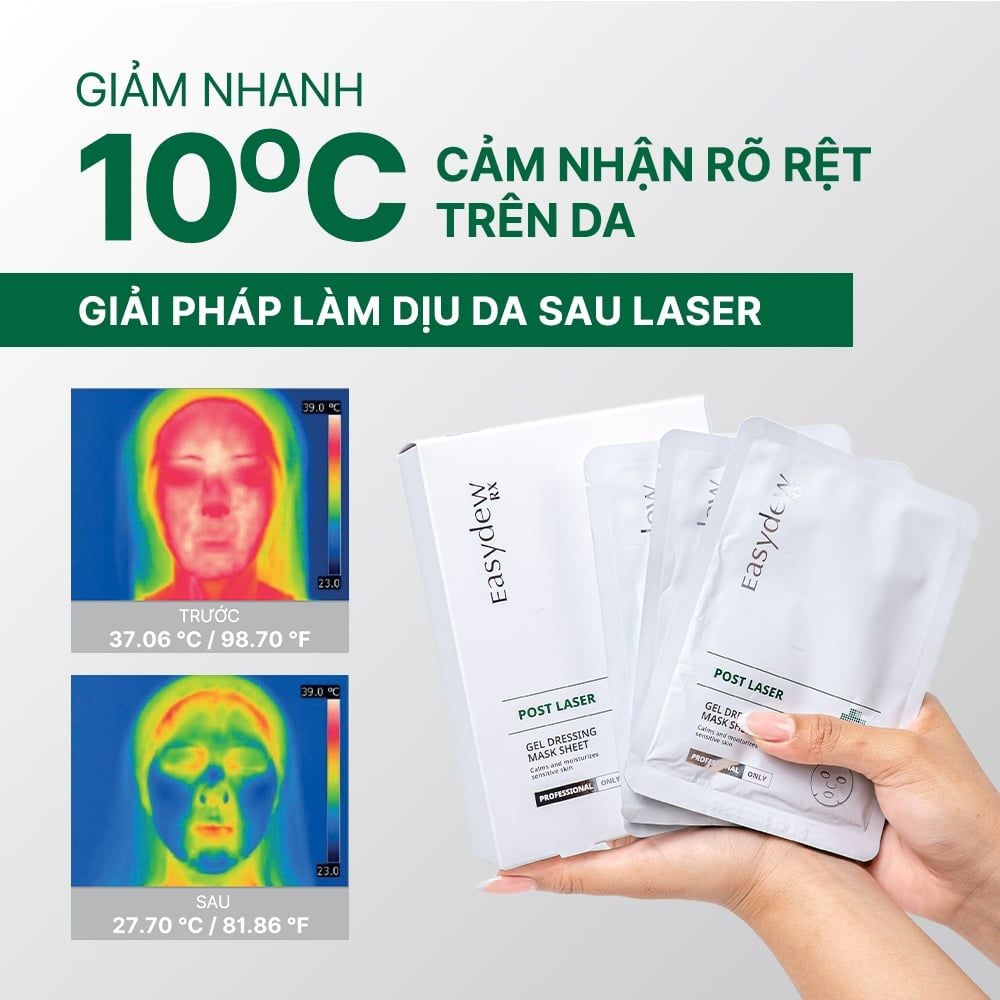 Mặt Nạ Gel Hỗ Trợ Phục Hồi Da Tổn Thương, Kích Ứng Sau Laser, Peel, Lăn Kim Easydew RX Post Laser Gel Dessing Mask Sheet 38ML (5 miếng)