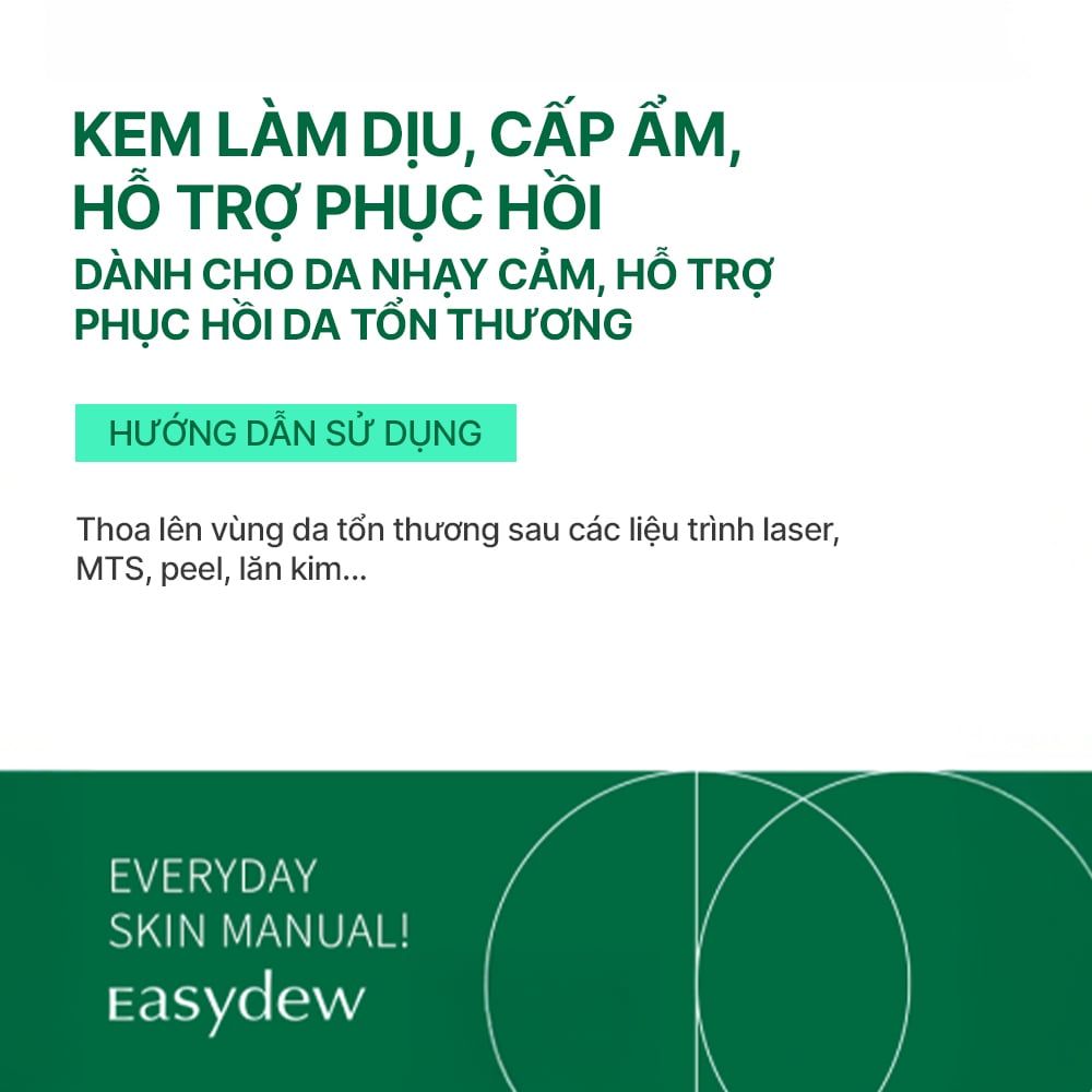 Kem Làm Dịu, Cấp Ẩm Hỗ Trợ Phục Hồi Da Tổn Thương, Kích Ứng Sau Laser, Peel, Lăn Kim Easydew RX Post Laser Waterful Soothing Cream 50ml - 10ml