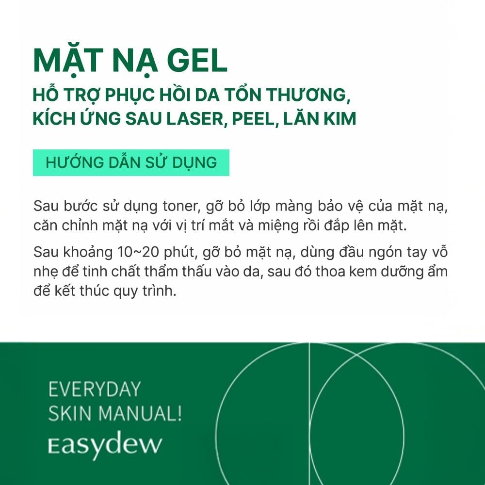 Mặt Nạ Gel Hỗ Trợ Phục Hồi Da Tổn Thương, Kích Ứng Sau Laser, Peel, Lăn Kim Easydew RX Post Laser Gel Dessing Mask Sheet 38ML (5 miếng)