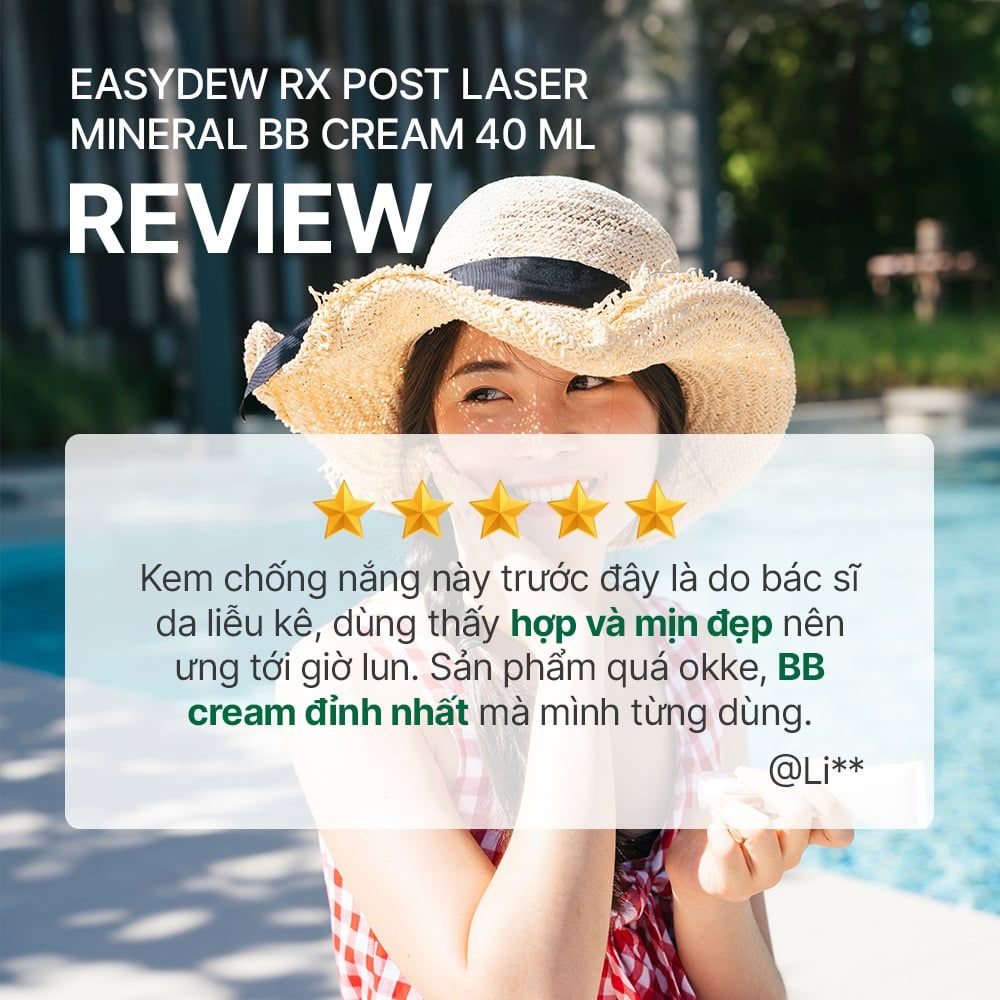Kem Chống Nắng Trang Điểm Dành Cho Da Nhạy Cảm, Phục Hồi Da Sau Tổn Thương Easydew RX Post Laser Mineral BB Cream SPF46 40ML