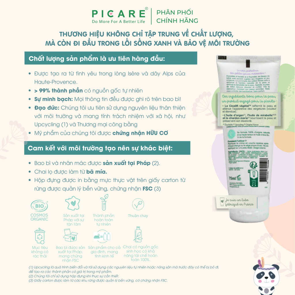 Kem dưỡng ẩm làm dịu da hỗ trợ giảm ngứa và kích ứng cho bé Green Tribu Pommade des petites fesses 75ml