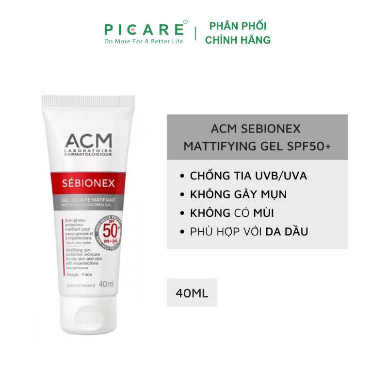 Kem Chống Nắng Dành Cho Da Dầu ACM Sebionex Mattifying Sunscreen Gel SPF50+ 40ml