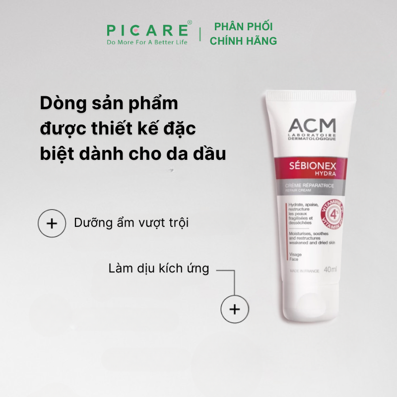 Kem Dưỡng Ẩm Dành Cho Da Mụn ACM Sebionex Hydra Repair Cream 40ml