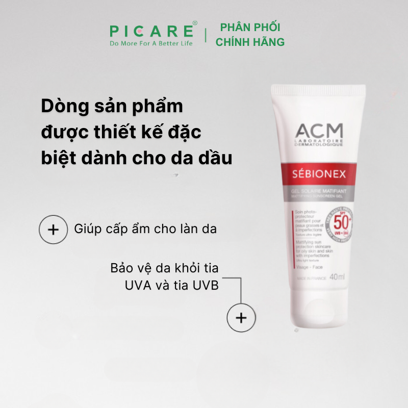 Kem Chống Nắng Dành Cho Da Dầu ACM Sebionex Mattifying Sunscreen Gel SPF50+ 40ml